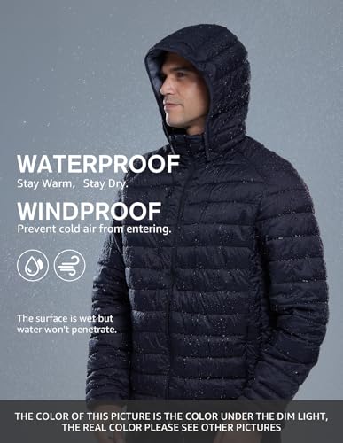 fit space Men's Insulated Synthetic Down Puffer Jacket Winter Warm Coat Quilted Water Resistant Packable Hiking Camping, Black, 3XL - Image 2