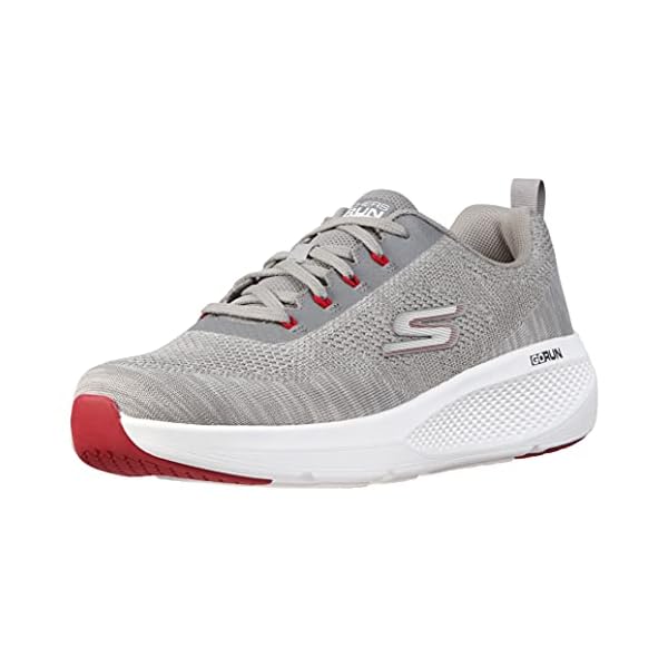Skechers Men's GOrun Elevate-Lace Up Performance Athletic Running & Walking Shoe Running, Grey/Red, 11 X-Wide