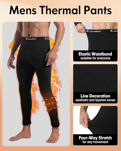 1 2 4 Pack Men's Thermal Pants Long Johns Fleece Lined Compression Athletic Leggings Base Layer Bottoms2