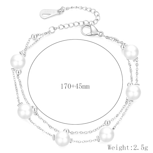 Jude Jewelers Stainless Steel Faux Pearl Chain Style Beaded Party Holiday Bracelet4