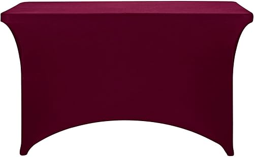Miniatura 79 de FORLIFE Paquete de 6 manteles de elastano, de ajuste universal para mesas rectangulares de 6 pies, para patios, bodas, banquetes, fiestas