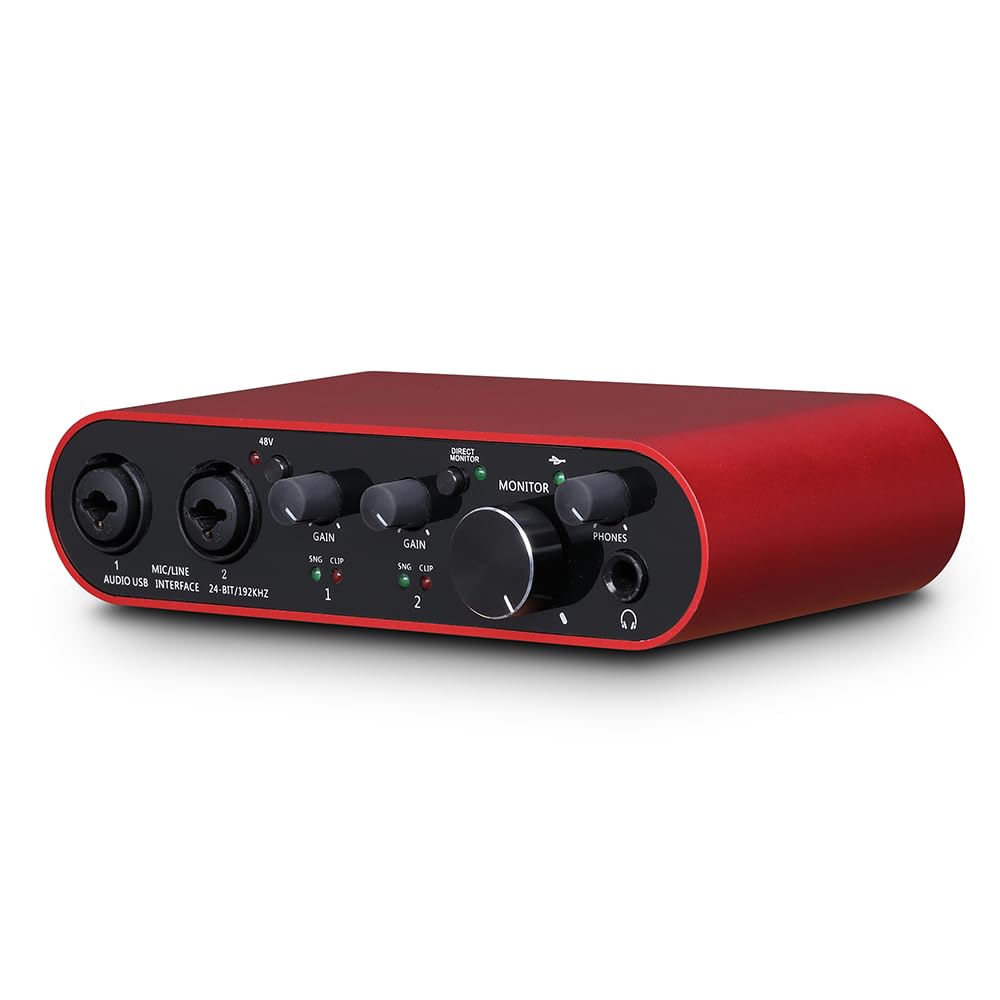 BOMGE Interfaz de audio USB SOLO con alimentación fantasma XLR/48V, 32 bits/192 kHz de alta fidelidad, para interfaz de mezclador de audio de estudio para guitarrista, vocalista, podcaster, productor