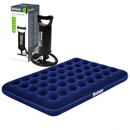 Colchão Inflavel Casal Grande Suporta 300kg + Bomba Bestway Manual Para Camping