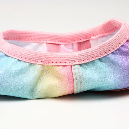 Aislor Girls Sparkly Flat Shoes Roll Up Slippers Split Sole Ballerina Slippers for Ballet Recital Stage Shows 7