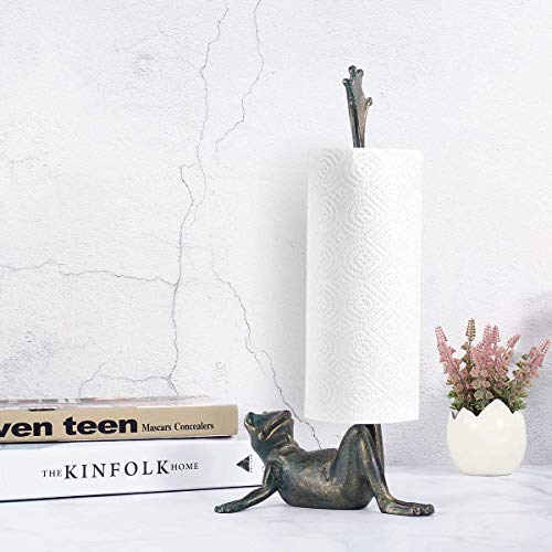 Frog Paper Towel Holder Animal Toilet Paper Roll Holder Antique Cast Iron Organizer Cast Iron Paper Towel Stand - Image 3