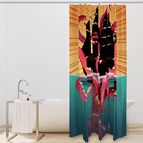 Rideau de douche monstre de la mer imperméable 168x183 cm - 3