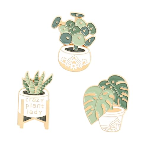 WOFASHPURET 3 Piezas Broche en maceta decoraciones hebilla de broche de chal llaveros Broche de dibujos animados Broche decorativo ramillete de ropa elegante broche material de aleación Green