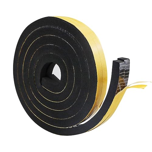 Cinta de sellado autoadhesiva, 2 volúmenes, 12 mm (ancho) x 12 mm (diámetro), goma espuma autoadhesiva para puerta, ventana, junta de puerta, resistente a la intemperie, anticolisión, aislamiento