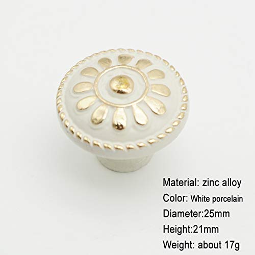 tooloflife 1PC Flower Round Handle Kitchen Cabinet Cupboard Door Drawer Pull Knob with Screws(White Porcelain(Dia. 25mm)) - Image 2