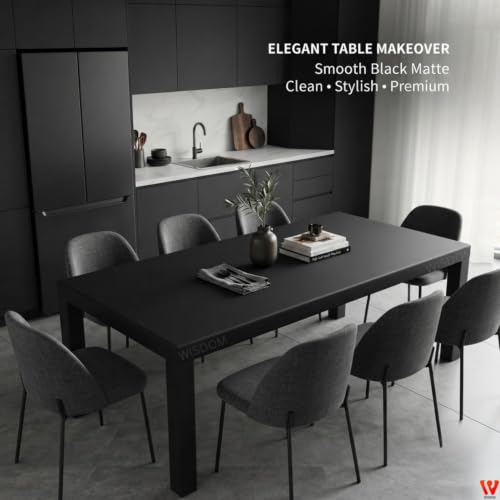 Image of WISDOM Black Matte Self Adhesive Wallpaper for Furniture, Kitchen Cabinets, Wardrobe, Table & Wall Peel and Stick Waterproof Vinyl Contact Paper Smooth Plain Black Finish (20x120 in)