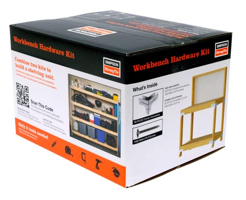 Simpson Strong-Tie WBSK - Workbench and Shelving Hardware Kit Featuring Rigid Tie RTC2Z Corner Connector & Wafer-Head Screws Ideal for Woodworking & Home Improvement Projects