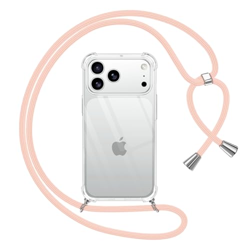 Pnakqil Funda para iPhone 17 Pro con Cuerda, Carcasa Transparente Silicona Colgar Collar Correa de Cuello Cadena Cordón para iPhone 17 Pro 6,3