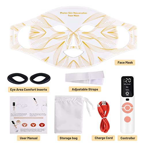 Meifuly Light Therapy Face Mask, Red Blue Yellow L Ed Face Mask, Reduce Fine Lines And Wrinkles, Advanced Bendable And Portable Design #TOP1