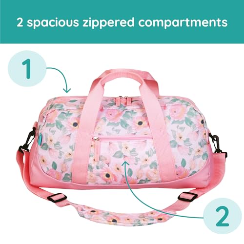 Image of JumpOff Jo by Wildkin Overnighter Duffel Bag - Lightweight Travel Bag for Kids - Floral Watercolor