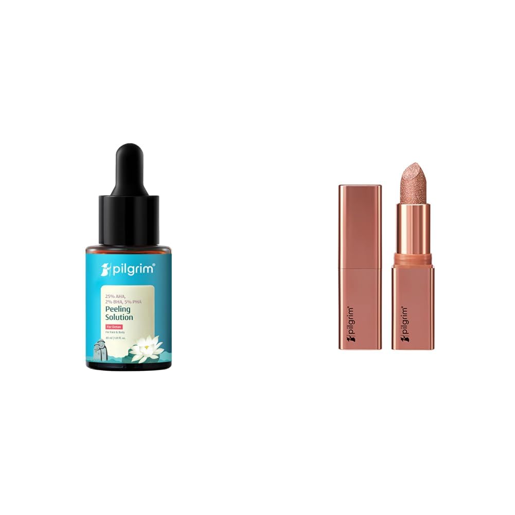 Pilgrim 25% AHA + 2% BHA + 5% PHA Peeling Solution For Tan Removal - 30ml & Glitter Lipstick For Women 4.2gm-image-45