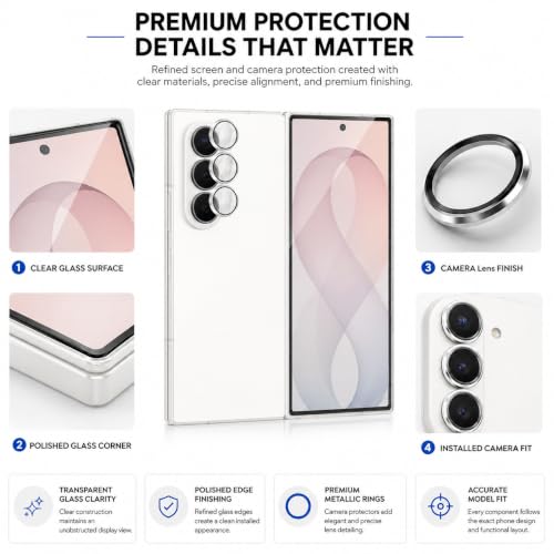 Image of FIRST MART Tempered Glass for Samsung Galaxy Z Fold 8 Ultra 5G with Silver Camera Ring Guard & Installation Kit | HD Clear Edge-to-Edge Screen Protector, Scratch Resistant, Case-Friendly | Pack of 1