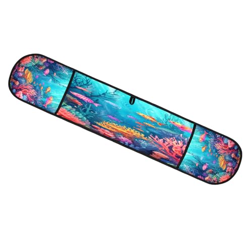 Ocean Coral Fish Watercolor Double Mitt Oven Glove Heat Resistant Microwave Glove Extra Long Potholder Kitchen Oven Mittsfor Cooking Baking and Serving