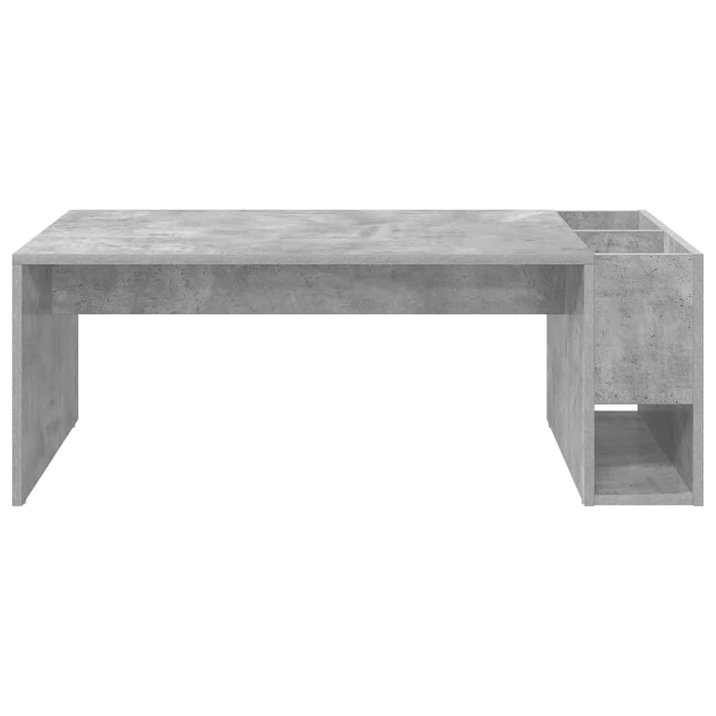 Mesa de centro de hormigón gris 101,5 x 50 x 37 cm, moderna mesa auxiliar de madera con mucho espacio de almacenamiento y diseño claro para salón, dormitorio, pasillo