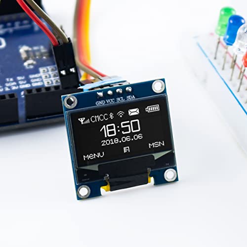 Image of Hosyond 5 Pcs 0.96 Inch OLED I2C IIC Display Module 12864 128x64 Pixel SSD1306 Mini Self-Luminous OLED Screen Board Compatible with Arduino Raspberry Pi (White)