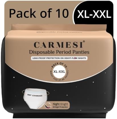 Carmesi Disposable Period Panties for Women - Pack of 10 (XL-XXL) | 360° Protection for Super Heavy Flow | Leak Proof & No Rashes | Maternity Panties | All Night Protection | Ultra Absorbent Core