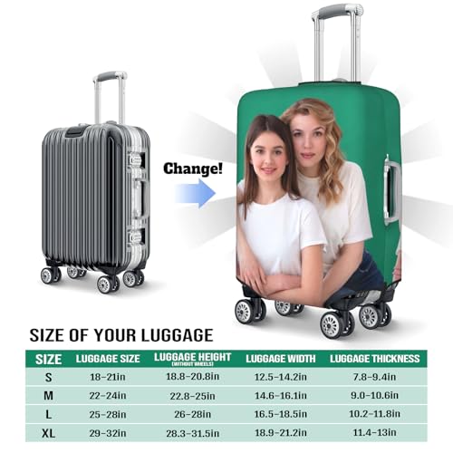 Custom Luggage Cover for Suitcase Personalized Your Photo, Text Customized Luggage Protector 2 Sides Design & Print Elastic Washable Suitcase Protector, Fit For 18-21 Inch Luggage3