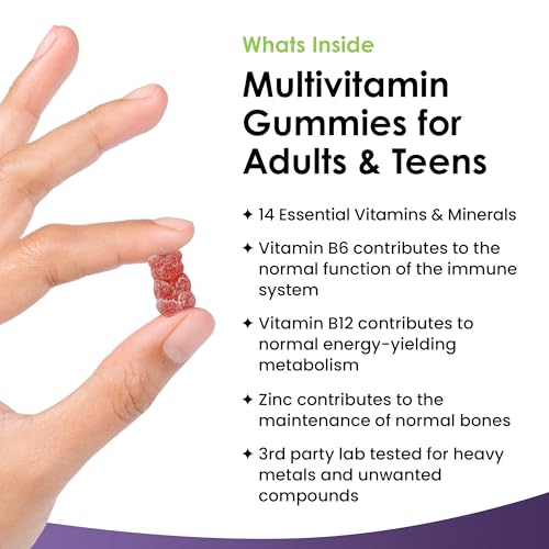 Multivitamin Gummies High Strength for Men Women - Vegetarian +14 Essential Vitamins & Minerals - Gluten Free, Non-GMO Multi Vitamins Chewable Adults Vitamin C A D E B12 B6 & Biotin, Zinc & Iodine - Image 3