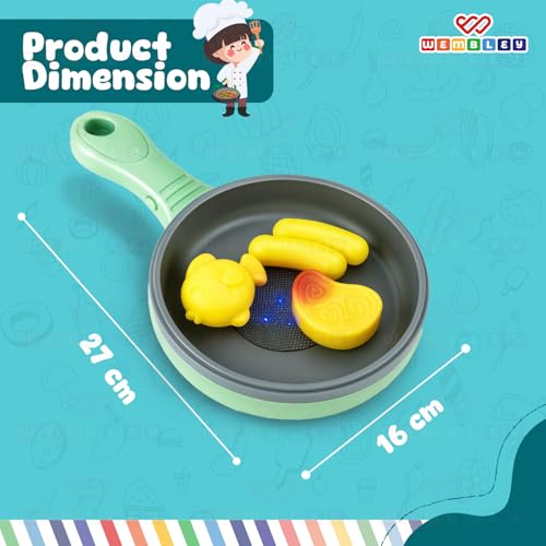 Image of Wembley Mini Chef's Corner Electric Pan | Pretend Cooking Kitchen Set for Girls | Pan with LED Light, Sizzle Sound & 3 Simulated Color-Changing Foods | Realistic Toy for Girls 3, 4, 5 Year |