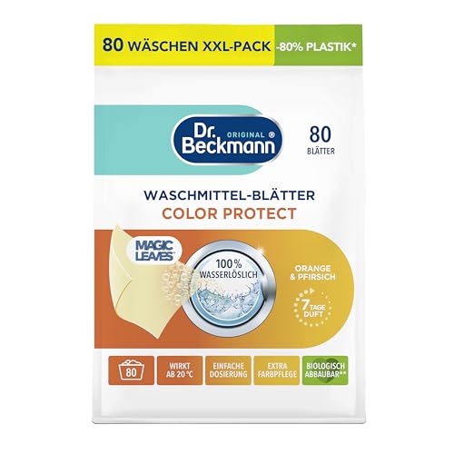 Dr. Beckmann Waschmittel-Blätter Color Protect Orange & Pfirsich | Wirkt ab 20 °C | 80 Blätter