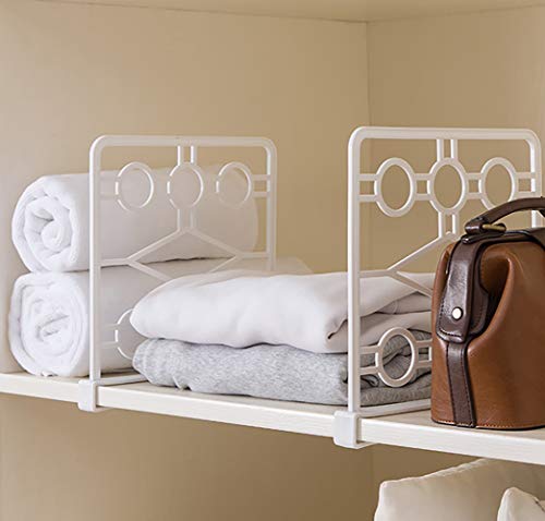 Amatt Shelf Dividers, 4 Pack Wood Shelf Organiser Closet Shelves Separator, Storage Space Management for Closets, Kitchen Cabinets, Pastries, and Shelves