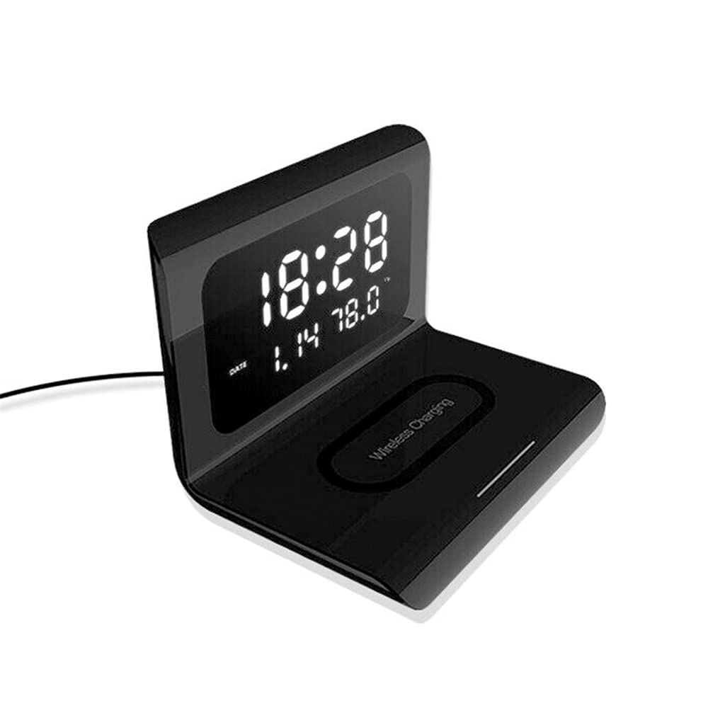 UOHLCX HBJWOV 3 in 1 Desktop Digital Alarm Clock with Phone ChargerFast Charging Time Temperature E