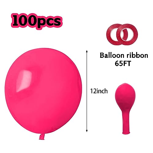 Image of Hot Pink Balloons 100 pcs 12 inch Thicken Latex Hot Pink Balloon Pink Round Helium Ballons for Birthday Wedding Valentines Anniversary Baby Shower Kids Party Decoration Supplies
