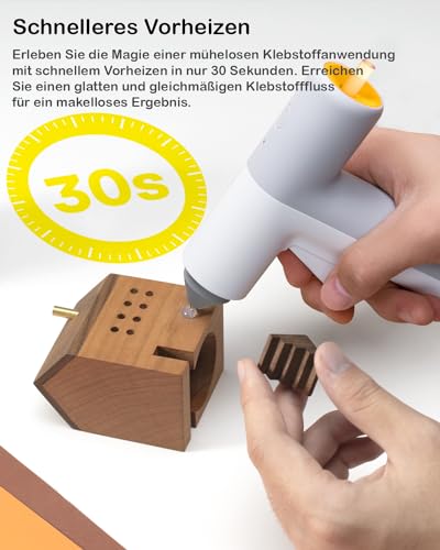 HOTO Heißklebepistole Akku, 30s Schnell Aufheizen Klebepistole, USB-C – Ansicht 2