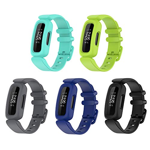 Compatible with Fitbit Ace 3 Bands, Silicone Replacement Band Water Resistant Fitness Watch Straps for Fitbit Ace 3 Band (5-Pack-B)
