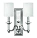 Hinkley 4792BN Sussex Two Light Wall Sconce, Brushed Nickel Finish with Ivory Fabric Shade