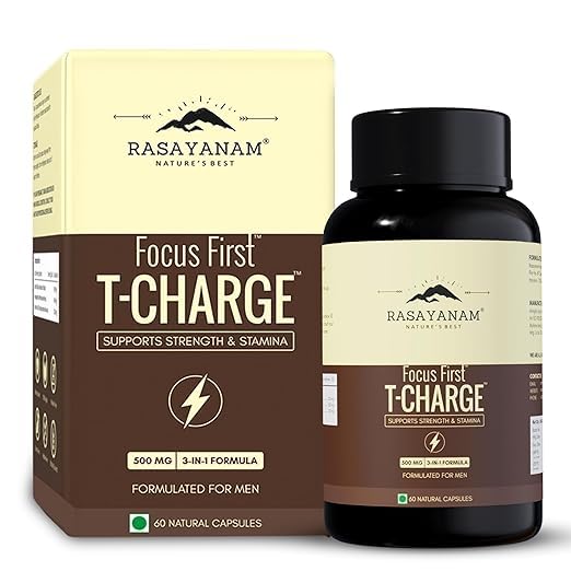 Evorina Rasayanam T-Charge Capsules (500mg) | 3-in-1 Testosterone Supplement for Men with Shilajit, Ashwagandha & Safed Musli | Supports Muscle Growth, Energy, Strength, Stamina & Performance - 60 Capsules | High Strength Herbal Supplement | Clean Label Ayurvedic Wellness-image-43