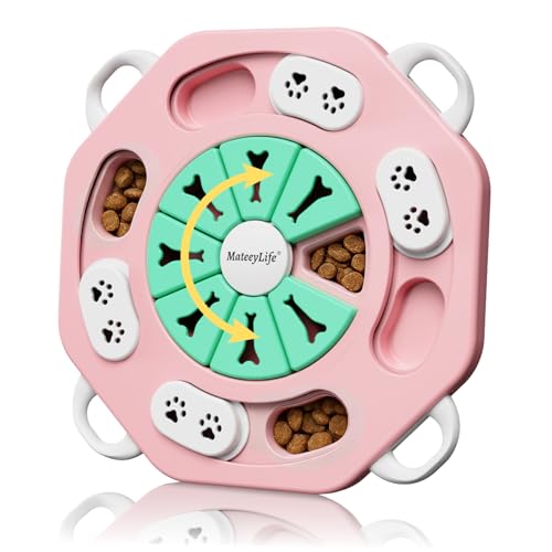 MateeyLife Dog Puzzle Toy for Smart Dogs Mental Stimulation Dog Enrichment Toys Treat Dispensing Dog Toys to Keep Them Busy for Small and Medium Dogs IQ Training Puzzle Feeder Level-1 (Pink)