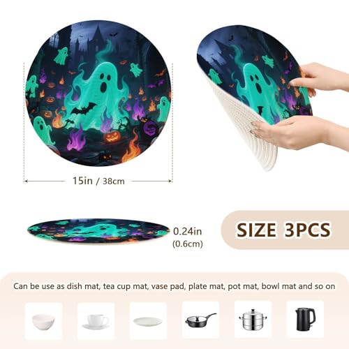 Dessous de plat pour casserole chaude Halloween tapis absorbant grand format 38cm