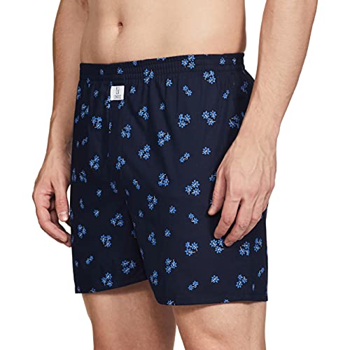 Image of Longies Pure Cotton Mens Boxers Pack of 3 Regular Shorts (LGBOXPO3V003 Blue,Black,Navy3365 L)