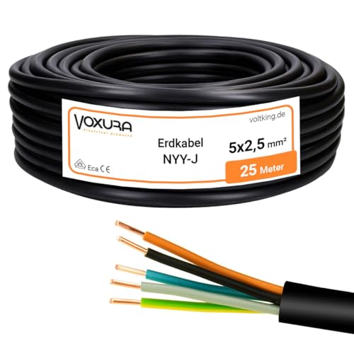 NYY-J 5x2 5 mm 25m Ring Erdkabel Stromkabel Verlegung im Freien Erdreich Kupfer