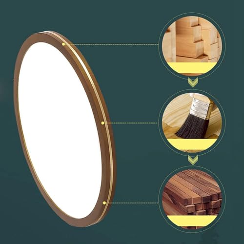 Plafonnier rond bois hévéa 2,8 cm à intensité variable 30cm - 5