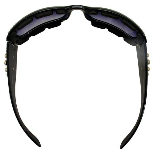 Rodeo Queen Motorcycle Womens Sunglasses Gloss Black Frame with Bling Rhinestones & Smoke Gradient Lens4