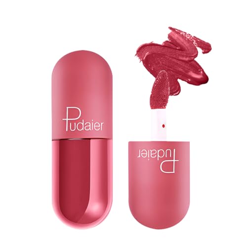 Image of Multibrite Mini Capsule Lip Glaze Women Matte Liquid Lip Gloss Beauty Glaze Waterproof Long-Lasting Non-Stick Smooth Lipstick (Strawberry Pink 909)