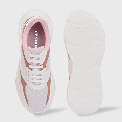 Image of Centrino Women Chunky Sneaker | Cushioned Insole for Comfort | Stylish Lace-Up Design | Perfect for Casual Shoe for Girls (A6855)