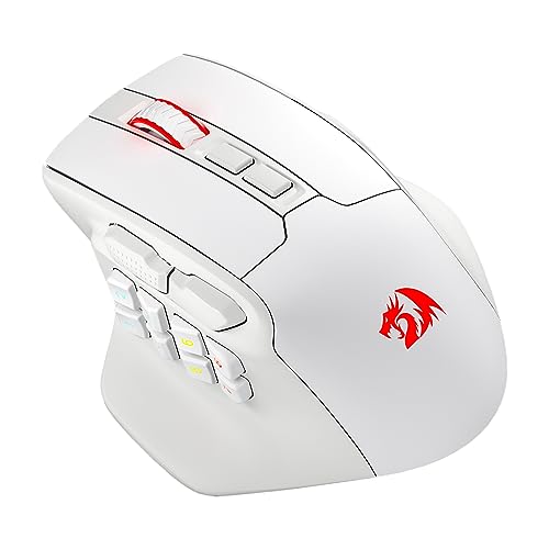 Redragon M811 PRO - Ratón para juegos MMO inalámbrico, 15 botones programables, ratón RGB con mango ergonómico natural, 10 teclas macro laterales, software compatible con keybinding DIY y
