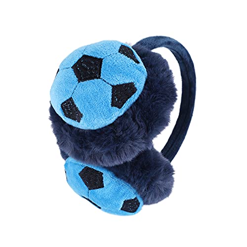 Kids Cute Football Earmuffs Soccer Ear Warmer Winter Warm Ear Covers Foldable Headband Plush Earmuffs for Toddler Boys Girls