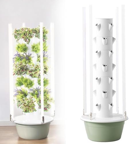 Pionowy system hydroponiczny, zautomatyzowany ogród w wieży aeroponicznej z lampami LED do uprawy, doniczka do ziół i warzyw, zestaw do uprawy roślin oszczędzający miejsce z pompą i tacką na sadzonk