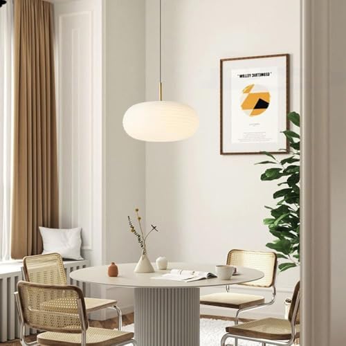 KAJYLFAST Round Acrylic Lampshade Pendant Light LED Light Source Iron Art Pendant Lamp Three Color Dimmable Bedroom Decorative Hanging Light(20cm) [4]