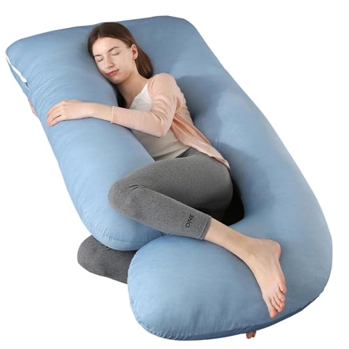 Image of Pregnancy Pillows for Sleeping, U Shaped Full Body Maternity Pillow for Pregnant Women with Removable Bean Velvet Cover, Support for Back, HIPS, Legs, Belly, 57 Inch, Grey