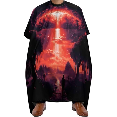 Atom Bomb Mushroom Cloud Hair Cutting Cape for Men Women Waterproof Barber Cape Adjustable Salon Haircut Capes