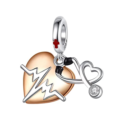 Image of LUXILLA Love You Best Friend Grandma Wife Heart Charm 925 Sterling Silver Charms Fit for Bracelets Necklace Jewelry Gift for Women